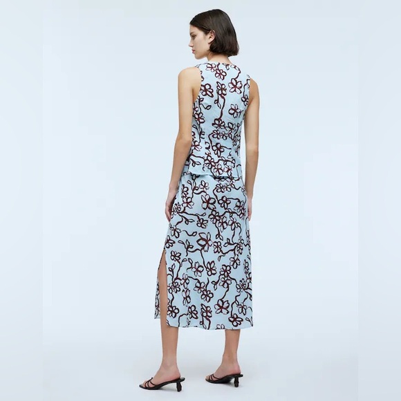 NWT Madewell The Layton Midi Slip Skirt - Blue and Pink Floral - Size 0 - Picture 6 of 9